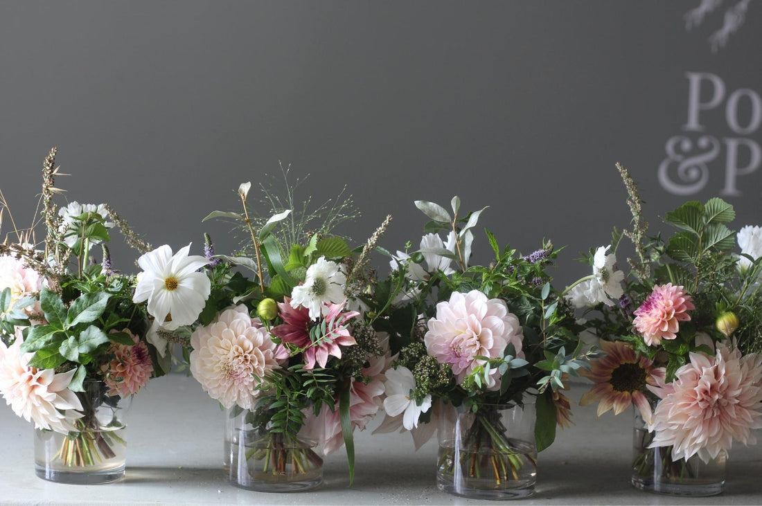 A range of Pod & Pip's beautiful, yet simple, flower arrangements