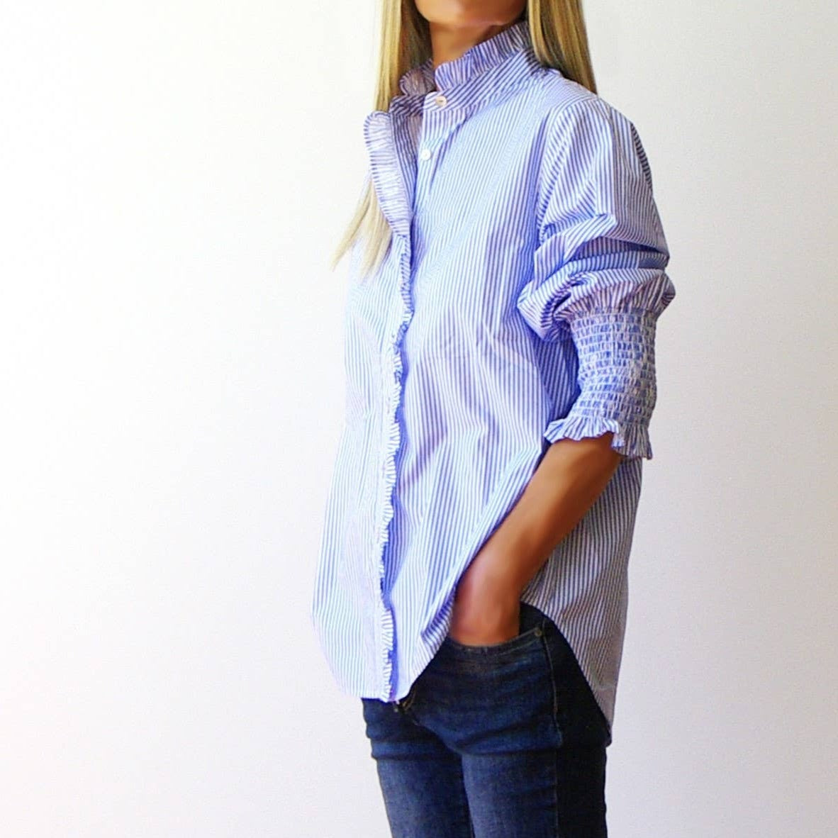 Poppy Azure & White Stripe Shirt