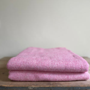 British Wool Herringbone Throw Pink