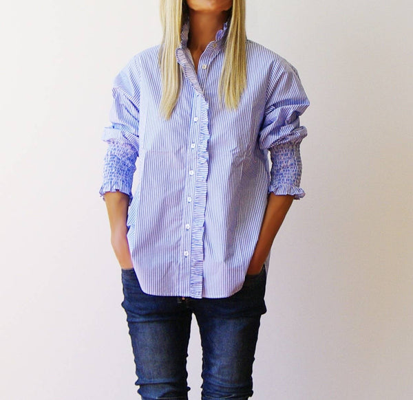 Poppy Azure & White Stripe Shirt